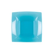 8057-33/7057-73 Πιάτο σούπας πλαστικό PS τετράγωνο 18x18cm διάφανο τιρκουάζ πολυτελείας.