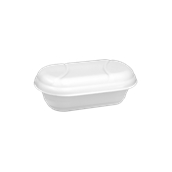 GEMAGEL-1000gr Σκεύος Παγωτού για 1000gr (L) με καπάκι, λευκό, Ιταλίας