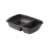 HOT78229 Δοχείο Τροφίμων 2 Χωρισμάτων 600/300ml, 23x16x5cm, PP, Μαύρο, Μίας Χρήσης, Sabert