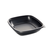 HOT76116 Δοχείο Τροφίμων Τετράγωνο 500ml, 16x16x4cm, PP, Μαύρο, Μίας Χρήσης, Sabert