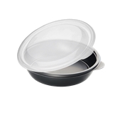 HOTCOM7712430C6 Δοχείο Τροφίμων με καπάκι, 750ml, Φ19x4cm, PP, Μαύρο, Μίας Χρήσης, Sabert