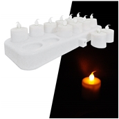 STR027/SET ΣΕΤ 12 Επαναφορτιζόμενα ηλεκτρικά κεριά με βάση φόρτισης, Φ4x6 cm