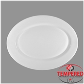 TOL-OP-36 Πιατέλα Οπαλίνης Οβάλ 36x27 cm, Λευκή, Tempered, Σειρά Toledo, Bormioli Rocco