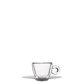 THERMIC-CUP/6.5CL Γυάλινο Φλυτζάνι με inox πιατάκι espresso, διπλών τοιχωμάτων 6.5cl, Luigi Bormioli