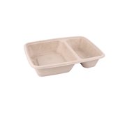PUL46229 Δοχείο Τετράγωνο 800ml, 2 θέσεων (550+250ml), 23x16x4cm, από ζαχαροκάλαμο, Μίας Χρήσης, Μπεζ, Sabert