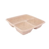 PUL49348 Δοχείο Τετράγωνο 900ml, 3 θέσεων (500+200+200ml), 23x23x4cm, από ζαχαροκάλαμο, Μίας Χρήσης, Μπεζ, Sabert