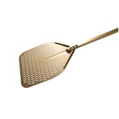 G-37RF/150 Φτυάρι Πίτσας διάτρητο 36x36cm αλουμινίου GHA χρυσό, με κοντάρι 1.5m, GIMETAL