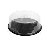 T908-566 Τουρτιέρα πλαστική SAN, φ30cm, με καπάκι και μαύρο δίσκο