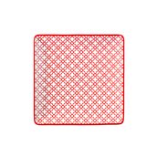 KROZ-RD-FP-35 Πιάτο Ρηχό πορσελάνης τετράγωνο 25x25cm - φ35cm, Σειρά KROZ Κόκκινο, LUKANDA