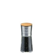 6950 Μύλος Πιπεριού, Inox 18/10+γυαλ με καπάκι ξύλου ελιάς, ύψος 130mm, Bisetti Italy