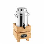 DWA02-0150 Διανεμητής Γάλακτος Ανοξείδωτος 5L, με μασίφ ξύλινη βάση από σημύδα, CRATE, Garibaldiι