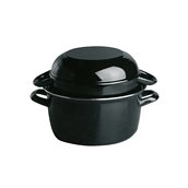 APS.623 Κατσαρόλα εμαγιέ για 0.5Kg μύδια, 13.5x9cm,με καπάκι, APS
