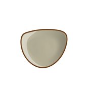 LOP76-HM-23 Πιάτο Ημικύκλιο πορσελάνης, 23cm, Γκρίζο-Μπεζ με ρίγα, σειρά OPERA, LUKANDA