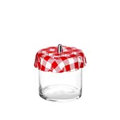 SGP01-1515-RD Δοχείο γυάλινο 2.5 λίτρα, φ15x15cm, με πλαστικό καπάκι Plexiglass καρώ κόκκινο