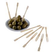 S0021 Πακέτο 100 Πηρουνάικια «Τρίαινα», 9cm, Ξύλινα, Μίας χρήσης, Leone