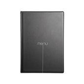 RIA53XM Menu PVC, σειρά RISTO, μαύρο, με 2 φακέλους+2 καλύμματα για 10 σελίδες A5 (14.8x21cm), DAG Italy