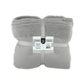 BFWK-GR Κουβέρτα καναπέ, 150gsm fleece με 10cm sherpa+210gsm sherpa, 130x170cm, γκρι