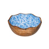 WCC3030BB Ξύλινο Μπωλ για Μπουφε φ30x11cm, Λουλούδι μπλε