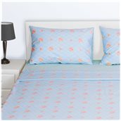 PC2-S-PFL-CN Σετ 2 μαξιλαροθήκες 52x72+15cm, 100% βαμβακερό, 144 κλωστές, siliconized, λουλούδι γαλάζιο