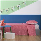 ZOU-BD-013 Σετ Παιδικά Σεντόνια 160x260cm & Μαξιλαροθήκη 50x70cm, 100% βαμβάκι, 200 κλωστές, Μπάμπουρας, Ροζ