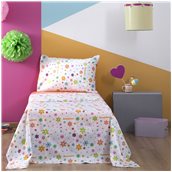 ZOU-BD-016 Σετ Παιδικά Σεντόνια 160x260cm & Μαξιλαροθήκη 50x70cm, 100% βαμβάκι, 200 κλωστές, Λουλούδι
