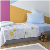ZOU-BD-017 Σετ Παιδικά Σεντόνια 160x260cm & Μαξιλαροθήκη 50x70cm, 100% βαμβάκι, 200 κλωστές, Μέλισσα