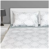 BST-S1-PDM-GR Σετ Μαξ/κη + Σεντόνια μονά FLAT, 160x260cm, 100% βαμβ., 144 κλωστές, siliconized, δαμασκηνό γκρι
