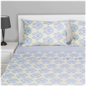 BST-S1-PBL-CN Σετ Μαξ/κη + Σεντόνια μονά FLAT, 160x260cm, 100% βαμβ., 144 κλωστές, siliconized, θυρεός γαλάζιο