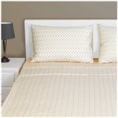 BST-S1-PSP-BG Σετ Μαξ/κη + Σεντόνια μονά FLAT, 160x260cm, 100% βαμβ., 144 κλωστές, siliconized, πουά μπεζ