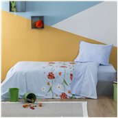 ZOU-BD-033 Σετ Παιδική Παπλωματοθήκη 160x240cm & Μαξιλαροθήκη 50x70cm, 100% Βαμβακι, 200 κλωστές,, Πασχαλίτσα
