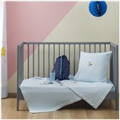 ZOU-BD-256 Κουβέρτα Βρεφική, 100% βαμβάκι, 110x140cm, Μέλισσα, Σιέλ