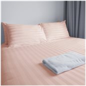 PSTR-DC1-PLK Παπλωματοθήκη μονή 160x240cm, 100% βαμβακοσατέν ριγέ, 200 κλωστές, μερσεριζέ siliconized, ροζ