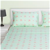 DC-S1-PFL-GN Σετ Μαξ/κη + Παπλωματοθήκη μονή, 160X220cm, 100% βαμβ., 144 κλωστές, siliconized, λούλουδι πράσινο