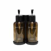 AI-ZC1-300 Πλαστικός Διανεμητής, με 2 μπουκάλια 300ml (1 σαμπουάν+1 αφρόλουτρο), Επιτοίχιος, Artisti Italiani