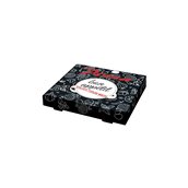 28x28x4.2/APP-BK Κουτί Πίτσας Μικροβέλε, σχέδιο Bon Appetit Μαύρο, 28x28x4.2cm