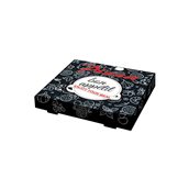 35x35x4.2/APP-BK Κουτί Πίτσας Μικροβέλε, σχέδιο Bon Appetit Μαύρο, 35x35x4.2cm
