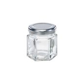 VSLD-50ML Βάζο γυάλινο 50ml, οκτάγωνο, φ4.3xΥ5.4cm, με καπάκι ασημί φ4.8cm