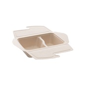PUL47080020 Μπωλ Δίχωρο 500+300ML, με καπάκι, 21x15x5cm, από ζαχαροκάλαμο, Μίας Χρήσης, Μπεζ, Sabert