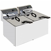 XDF1010LT Φριτέζα Διπλή, 2x10lt Λάδι, 14kW Τριφασική(380V), XDOME