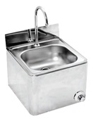 XDLMP385PT Νιπτήρας υγιεινής, INOX, επιτοίχιος, με διακόπτη στο γόνατο, 38.5x38.5x37.5cm, XDOME