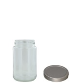 STD-370+LID/SI Βάζο γυάλινο 370ml, σειρά STD, με καπάκι (φ6.3cm) ασημένιο