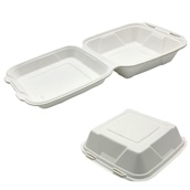 PUL2012 Δοχείο Τροφίμων Με Καπάκι 1300ml, 24x23x8cm, από ζαχαροκάλαμο, Εκρού, Sabert