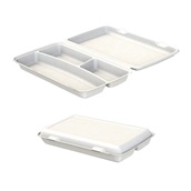 PUL201650C2 Δοχείο Menu Box, Με Καπάκι, 3 χωρισμάτων, 400/300/700ml, 38x43x6.2cm, από ζαχαροκάλαμο, Εκρού, Sabert