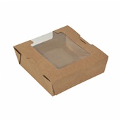 Ρ011855/P009260 Χάρτνο κουτί, Kraft με παράθυρο, 13x13x5cm, μιας χρήσης, ROIS Bros