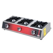 DRNMO-3-LPG Εστία γκαζιού (20x20cm) LPG επιτραπέζια INOX, τριπλή, 75x30x16cm, 15KW, 13020Kcal, DRN