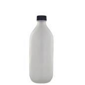 FAP801+LID/BK Φιάλη γυάλινη QUADRA, σατινέ (πάγου), 1000ml, φ9.3x24.9cm, με μαύρο καπάκι