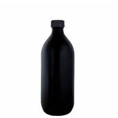 FSM001+LID/BK Φιάλη γυάλινη QUADRA, μαύρη, 1000ml, φ9.3x24.9cm, με μαύρο καπάκι