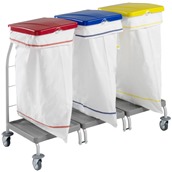 DUST-4164 Καρότσι απλύτων (λινών) για 3 σάκους 70 Lt (δεν περιλαμβάνονται) με καπάκι, TTS Cleaning
