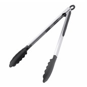 TONG5516 Λαβίδα INOX 40cm, μαλακό πιάσιμο σιλικόνης μαύρο, με κλείδωμα, Buffet Choice