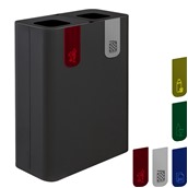 PU120F-N Κάδος Γαλβανιζέ ανακύκλωσης, διπλός 2x60L, 60x30xΥ80cm, Μαύρος, με 5 ετικέτες, Stil-Casa Italy
